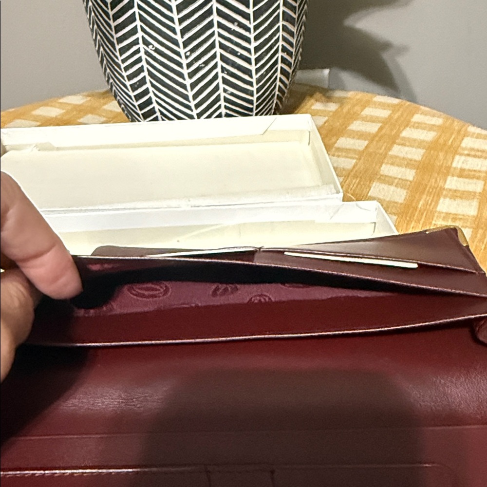 Cartier Burgundy Leather Wallet with Gold Details - Picture 10 of 16